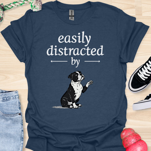 Easily distracted by bulldogs - V10 - Cute Sitting Paw T-Shirt